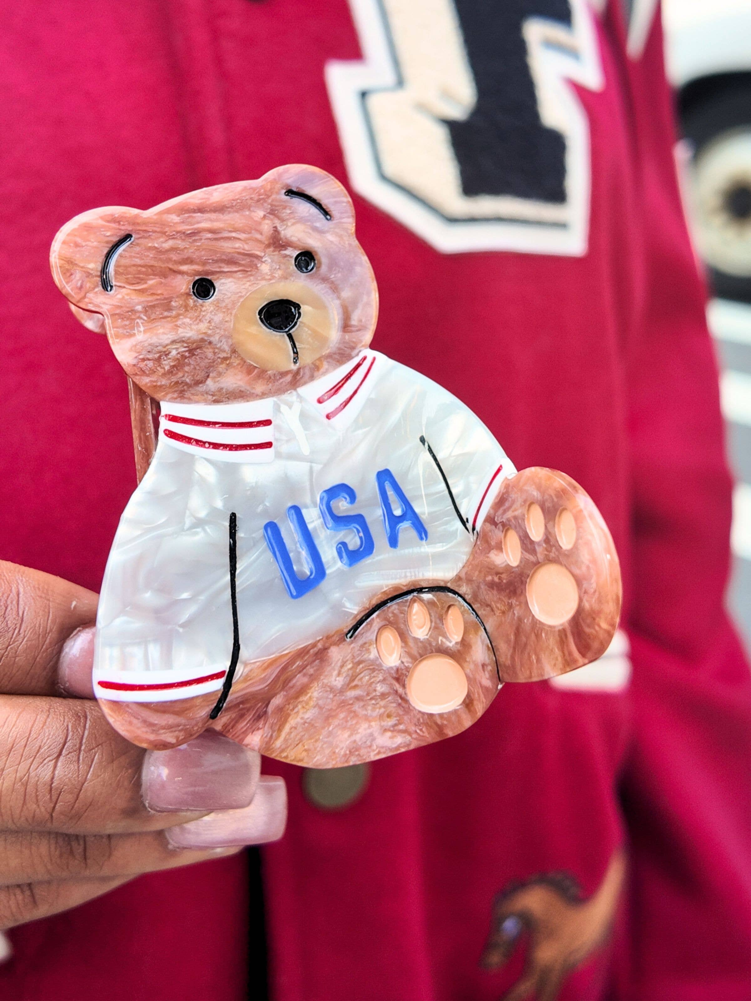 Solar Eclipse - Hand-painted USA Teddy Claw Hair Clip | Eco